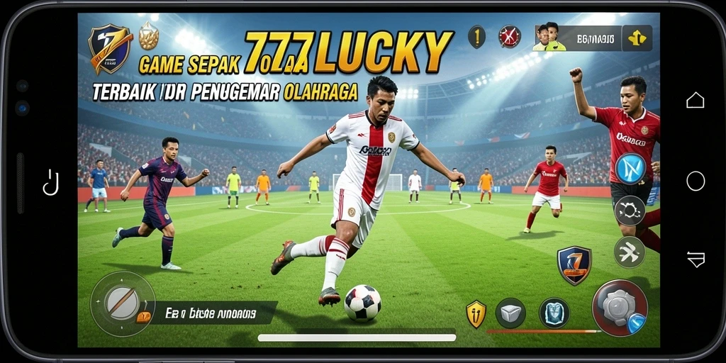 Tampilan grafis gameplay <strong>777LUCKY</strong> yang mendebarkan dalam aksi sepak bola.