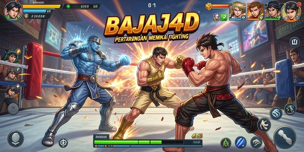Screenshot utama BAJAJ4D menampilkan pertarungan epik antara karakter.