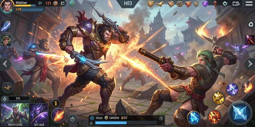 Screenshot H03 menampilkan aksi seru dalam pertempuran MOBA.