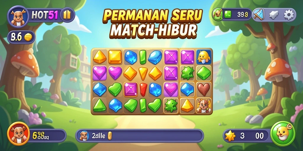 Tangkapan layar HOT51 menampilkan gameplay seru Match-3 yang mengasyikkan.