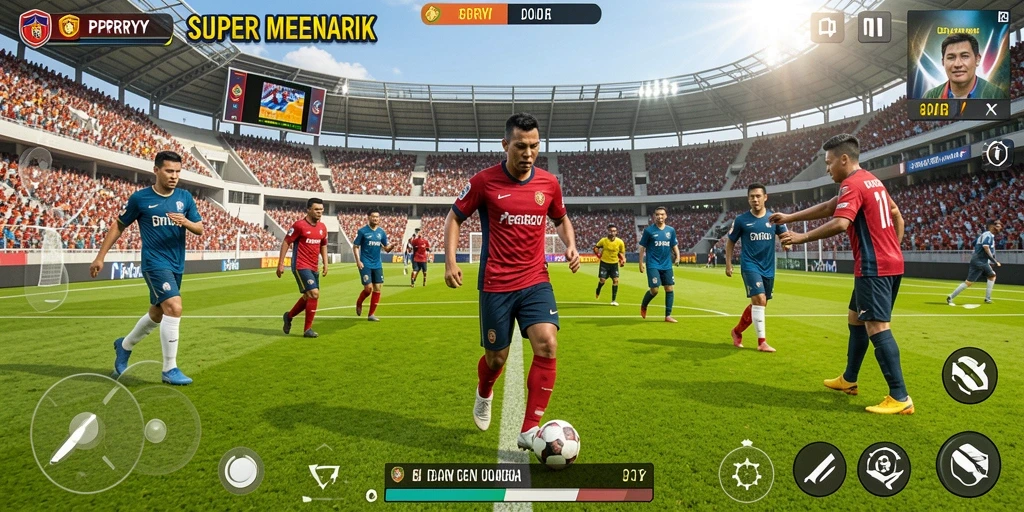 Tangkapan layar PPRRYY menampilkan karakter dalam aksi pertandingan olahraga.