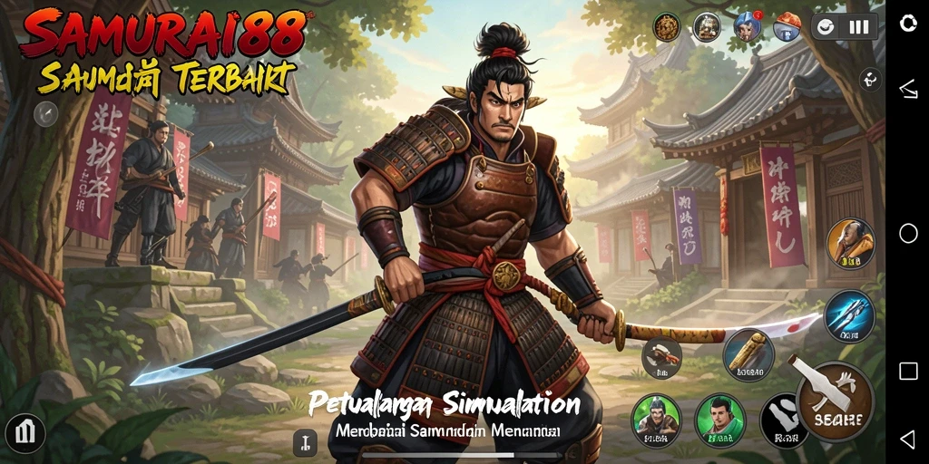 Tampilan gameplay <strong>SAMURAI88</strong> yang menegangkan dengan aksi samurai yang seru.