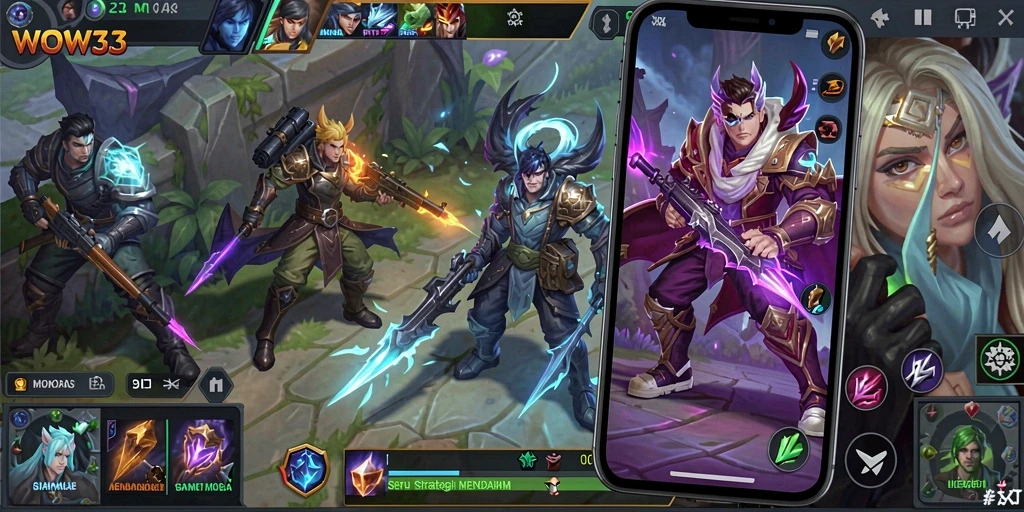 Tangkapan layar yang menampilkan aksi seru dalam gameplay MOBA.