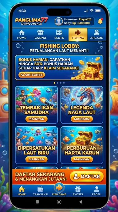Tampilan antarmuka pengguna panglima77 yang intuitif dan menarik.